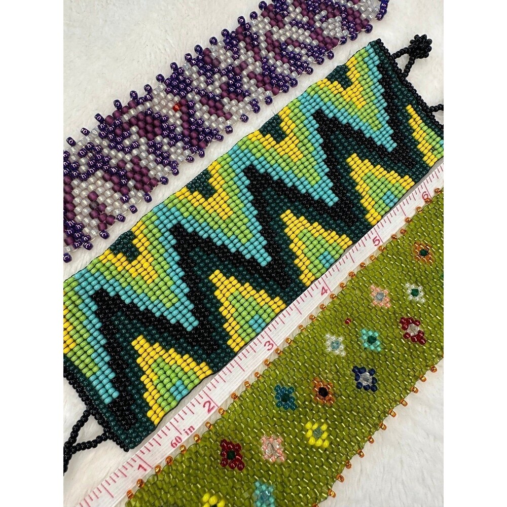 Hand beaded cuff bracelet bundle - Picture 2 of 4
